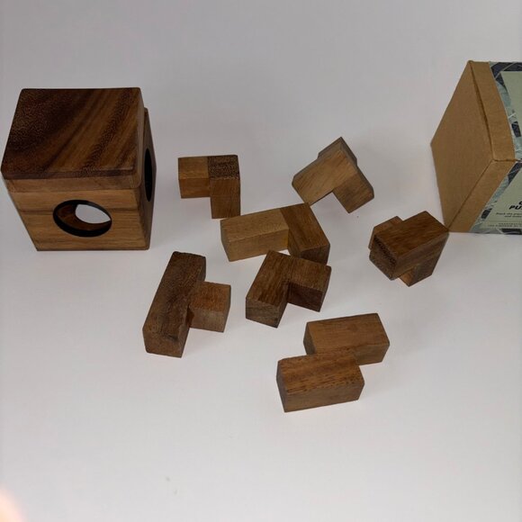 Cube Wood Puzzle Handcrafted - Picture 3 of 8
